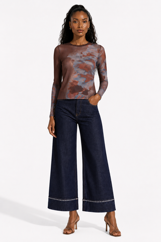 Brown Short-Sleeve Knit Top