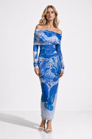 Blue Print Midi Dress