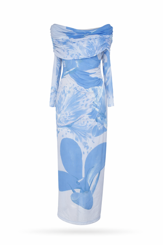 Blue Print Midi Dress