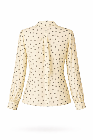 Cream Polka Dot Bow Blouse