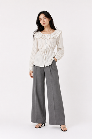 Ivory Ruffle Stripe Blouse