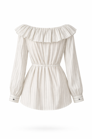 Ivory Ruffle Stripe Blouse