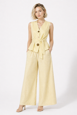Beige Linen Coordinated Set