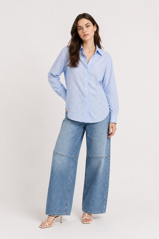 Blue Linen Relaxed Shirt