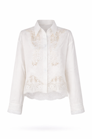 White Lace-Trim Shirt