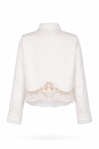 White Lace-Trim Shirt