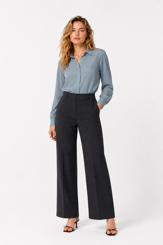 Blue Long-Sleeve Linen Shirt