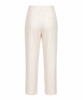 Off White Lyocell Linen Wide-Leg Trousers