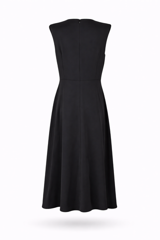 Sleeveless Asymmetric Pleated Midi Dress