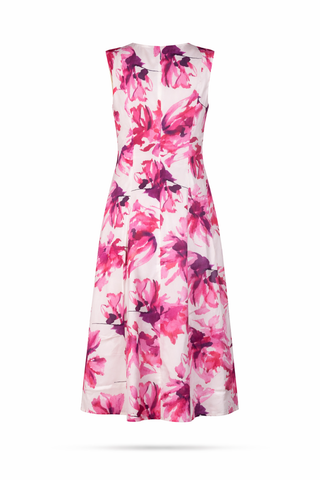 Sleeveless Abstract Floral Print Midi Dress