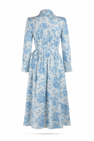 Long Sleeve Floral Print Rose Detail Maxi Dress