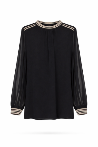Black Knit Short-Sleeve Top