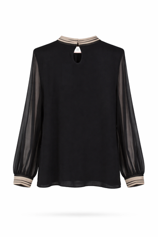 Black Contrast Trim Blouse