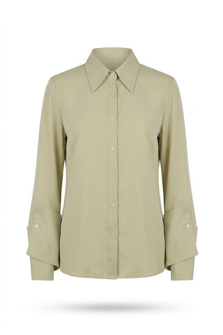 Green Linen Long-Sleeve Shirt