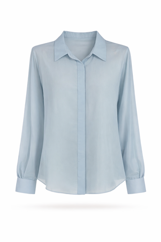 Blue Long-Sleeve Linen Shirt