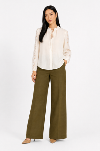 Off-White Long-Sleeve Silk Blouse
