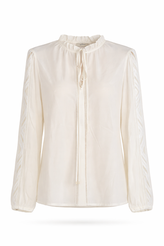 Off-White Long-Sleeve Silk Blouse