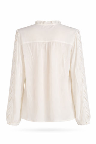 Off-White Long-Sleeve Silk Blouse