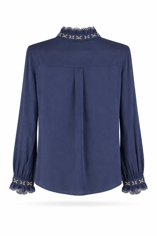 Blue Long-Sleeve Button-Front Shirt