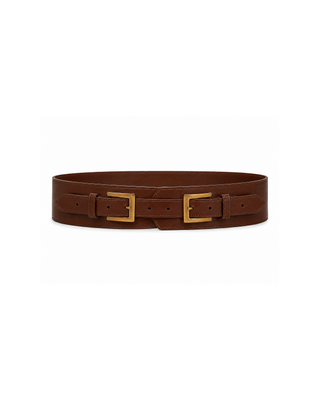 Brown Double-Loop Waist Belt