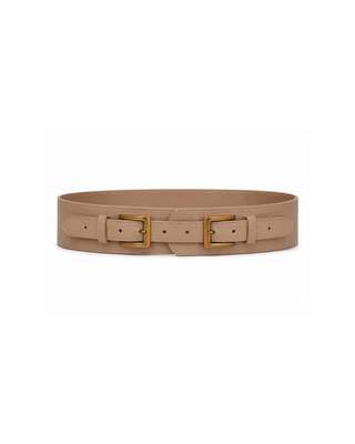 Beige Double-Loop Waist Belt
