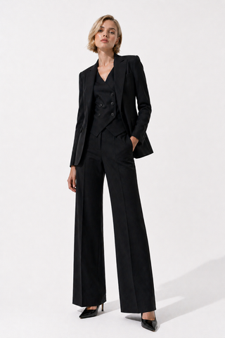 Black Single-Button Tailored Blazer Set