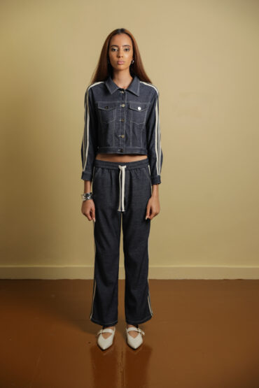 Denim Jacket With Stripes On Sleeve